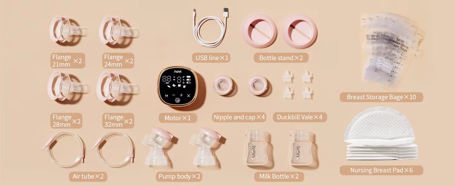 NCVI Double Electric Breast Pump β Portable, 4 Modes, 9 Levels, LED Display + 10 Breastmilk Storage Bags πΌπ