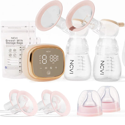 NCVI Double Electric Breast Pump – Portable, 4 Modes, 9 Levels, LED Display + 10 Breastmilk Storage Bags 🍼💖