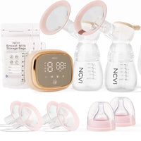 NCVI Double Electric Breast Pump – Portable, 4 Modes, 9 Levels, LED Display + 10 Breastmilk Storage Bags 🍼💖