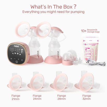 NCVI Double Electric Breast Pump – Portable, 4 Modes, 9 Levels, LED Display + 10 Breastmilk Storage Bags 🍼💖